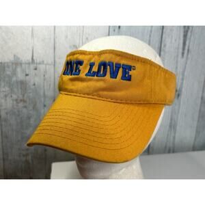 One Love Yellow Cotton Visor Hat Adjustable Embroidered